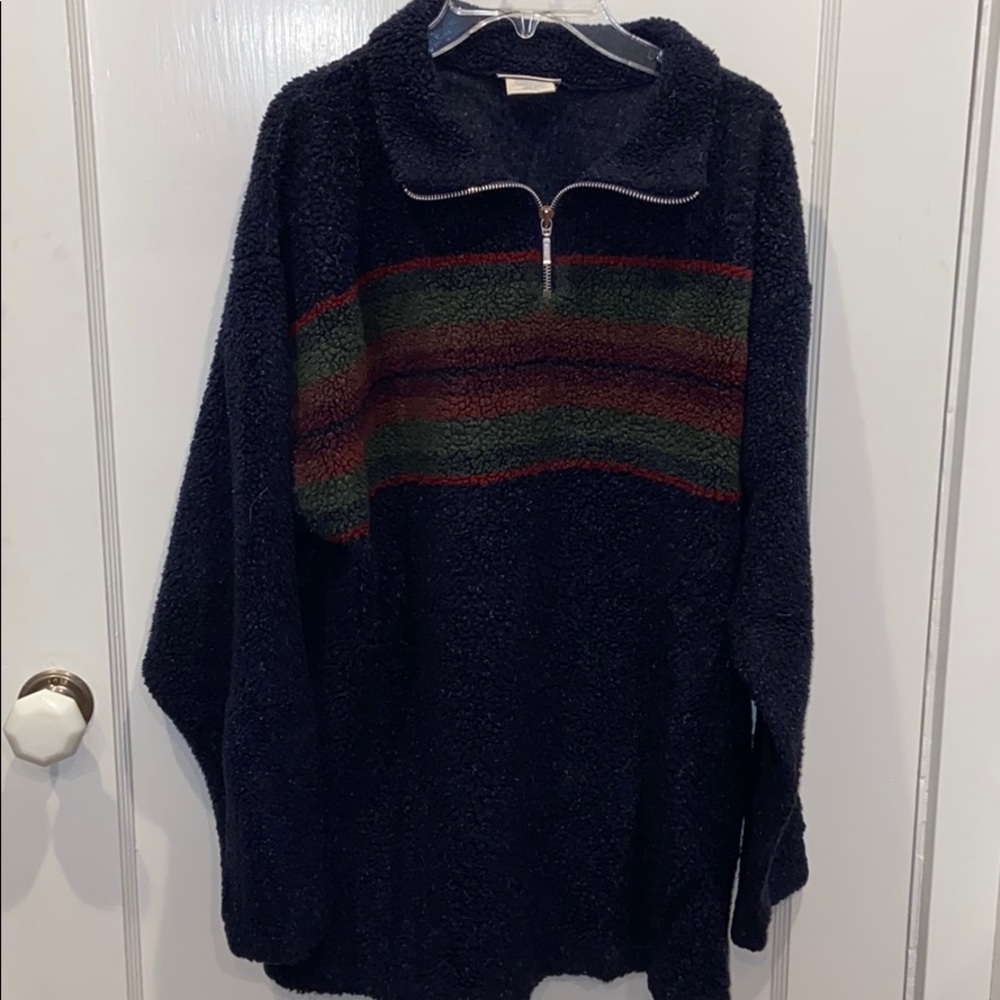 Tape Measure Fuzzy Zip Sweater Fleece